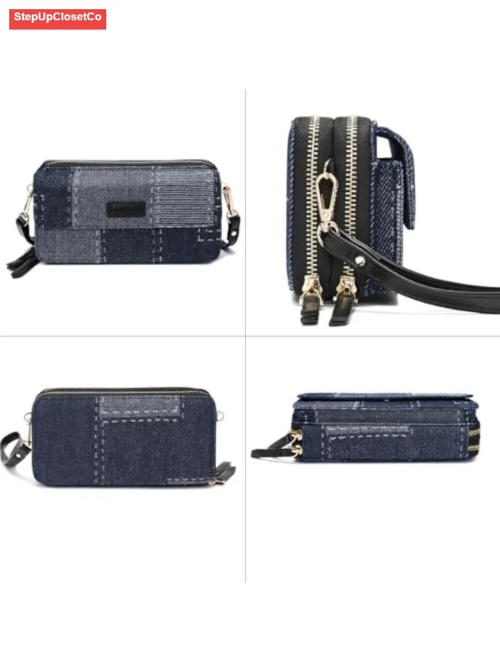 RFID Blocking Crossbody Wallet Wristlet with Phone Pocket Vegan Leather
